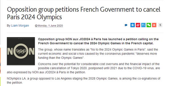 巴黎市民签名呼吁弃2024奥运:浪费!住房教育更重要