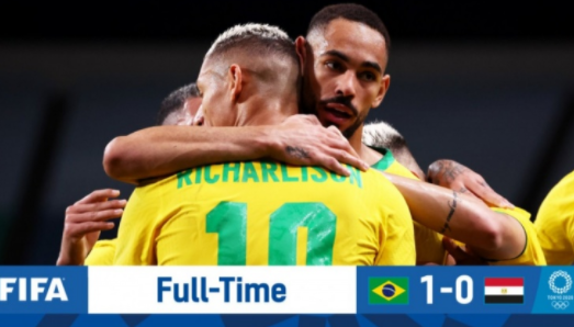 奥运男足-巴西1-0战胜埃及挺进四强 理查利森助攻库尼亚破门
