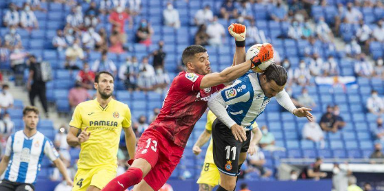 西甲-西班牙人0-0比利亚雷亚尔 武磊替补登场手球绝杀被吹