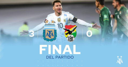 世预赛-阿根廷3-0玻利维亚 梅西戴帽79球独享南美国家队射手王