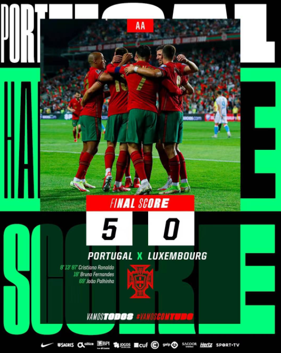 世预赛-C罗帽子戏法B费破门B席造点+助攻 葡萄牙5-0狂胜卢森堡