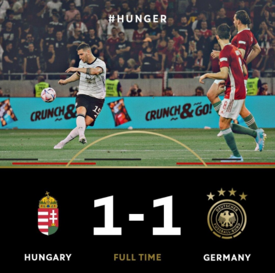欧国联-德国1-1战平匈牙利 纳吉破门霍夫曼闪电扳平