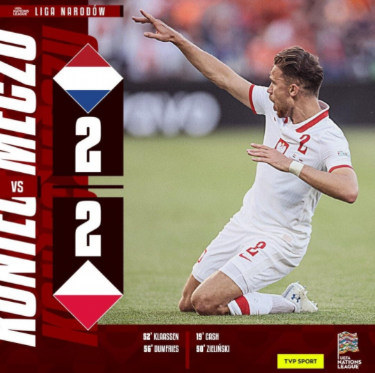 欧国联-荷兰2-2波兰 孟菲斯终场前失点邓弗里斯建功