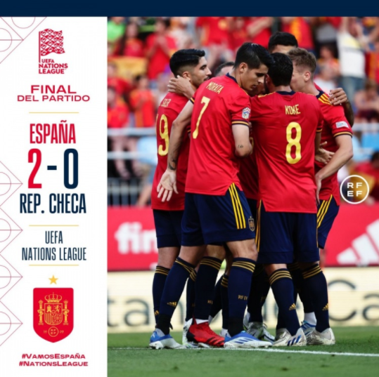 欧国联- 西班牙2-0捷克超葡萄牙列小组第一 索莱尔破门