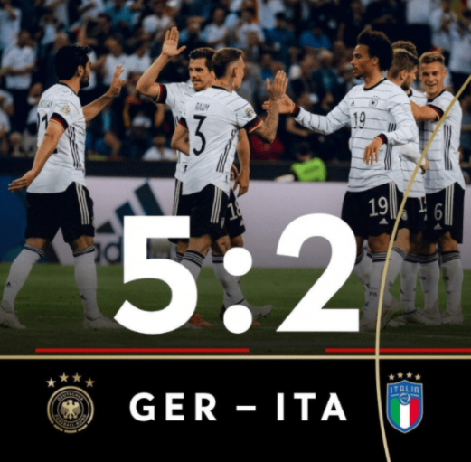 欧国联-德国主场5-2大胜意大利 维尔纳双响穆勒破门