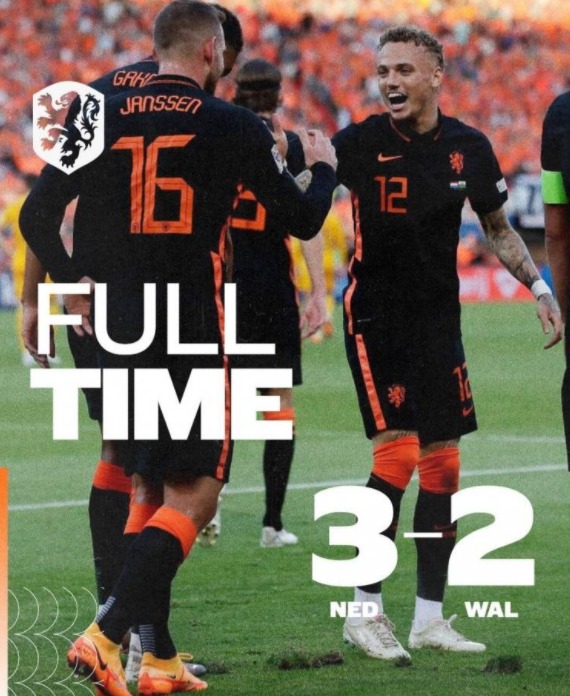 欧国联-荷兰3-2战胜威尔士 贝尔补时点球绝平德佩随后反绝杀