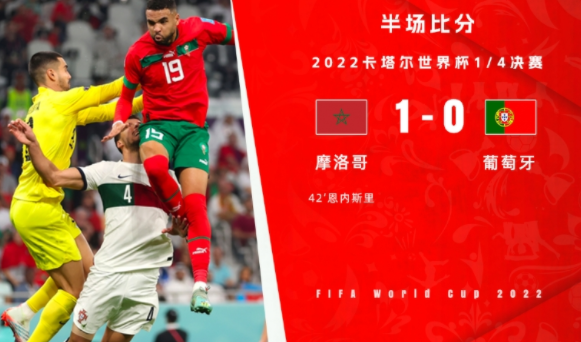 半场战报-摩洛哥1-0领先葡萄牙 迪奥戈-科斯塔出击失误恩内斯里破门
